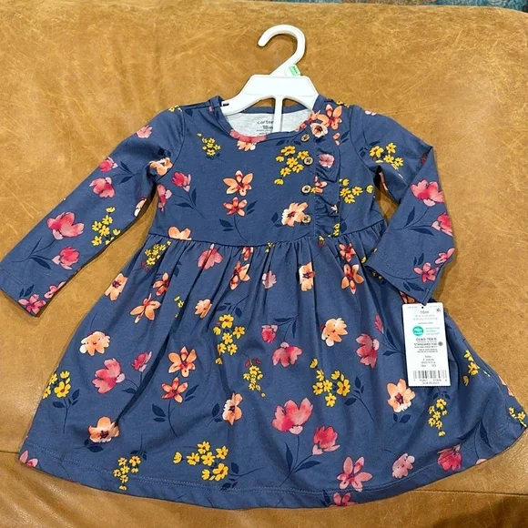 Carter's Baby Girls Butterfly Jersey Dress 18M Blue Carter's Baby Girls Butterfly Jersey Dress 18M Blue